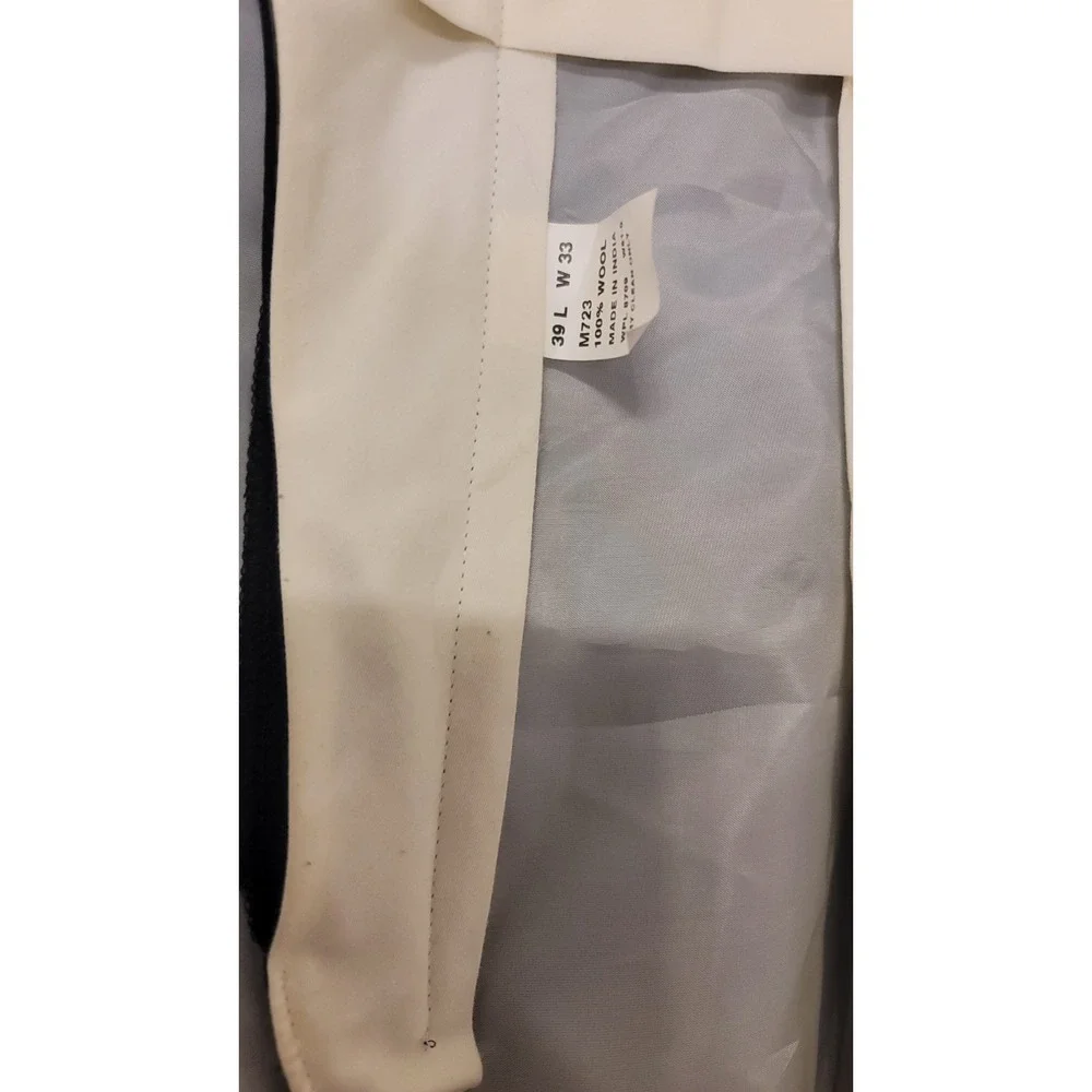 Nautica 2 Piece Suit 42L Navy Pinstripe‎ Jacket Pant 33x33 Pleated Cuff Wool